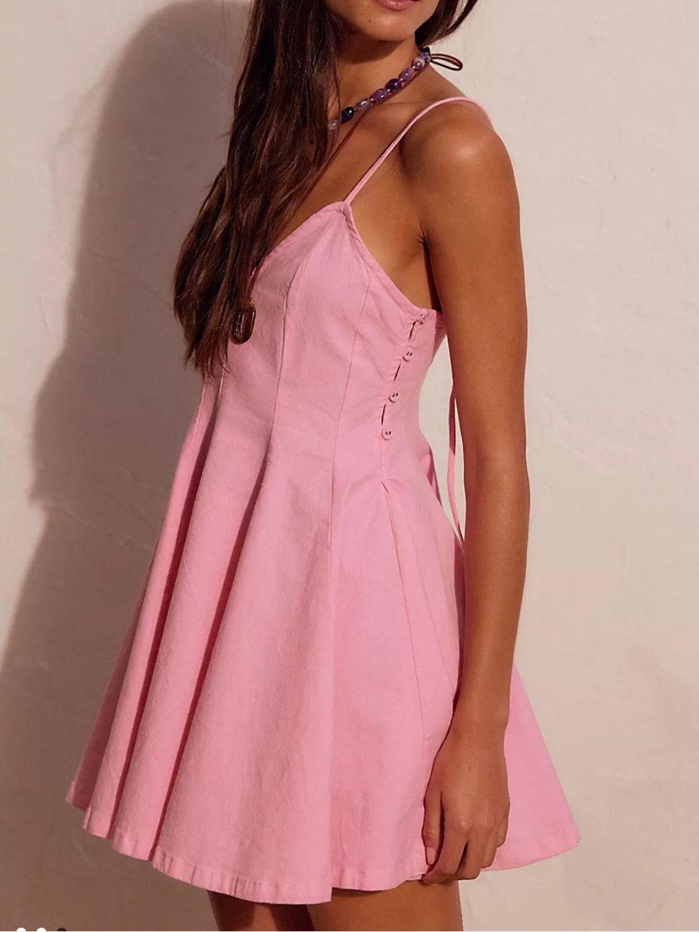 Free People XS Tan Lines Stretch Linen Mini Dress - never worn! - Picture 3 of 5